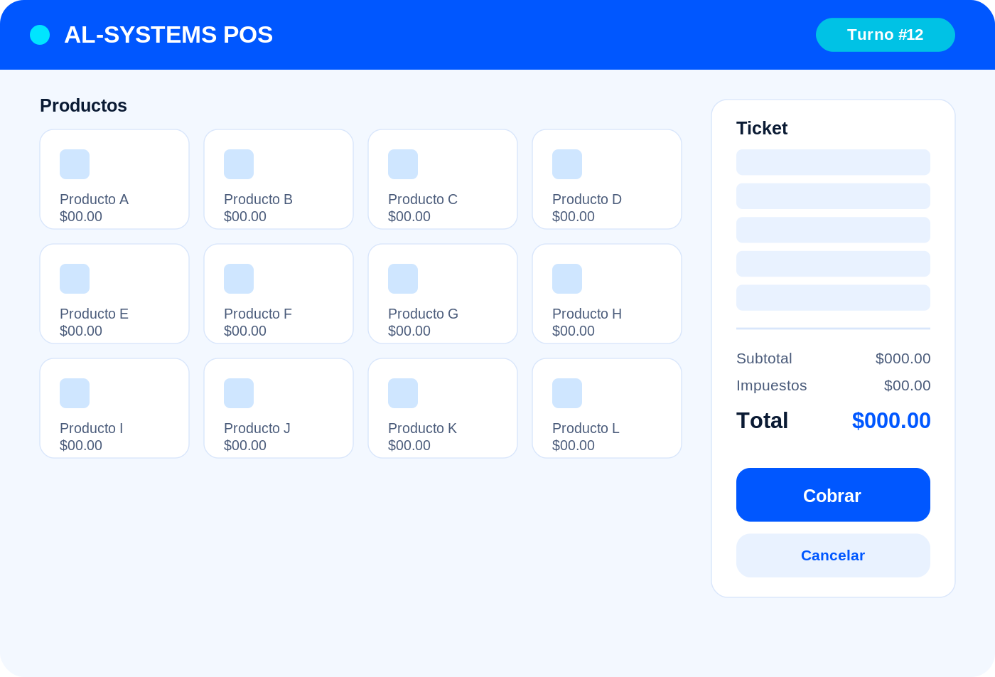Muestra de sistema de punto de venta